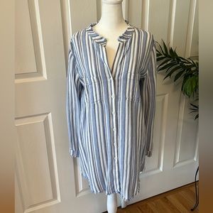 Cloth & Stone Western Frayed Blue White Dress Size Small